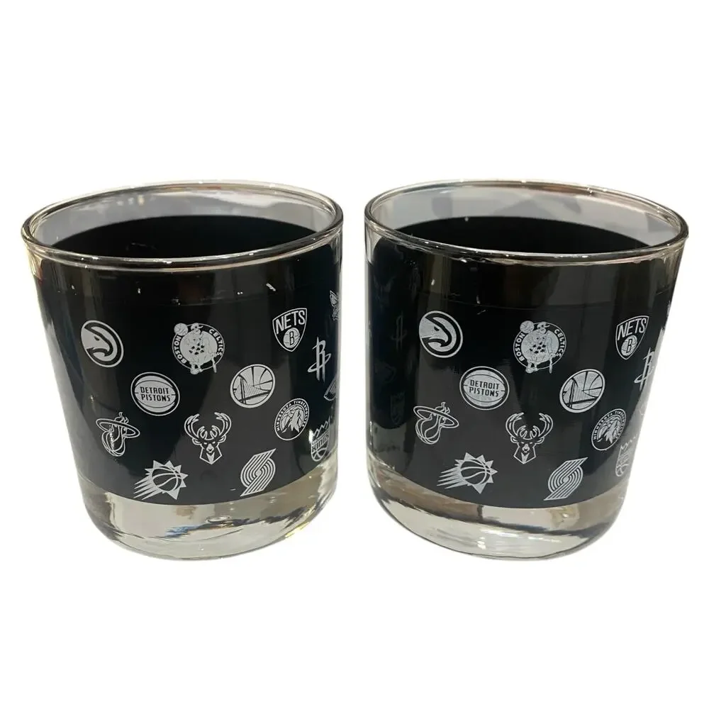 Set of 3 Jack Daniels NBA Lowball Glasses Bourbon Whiskey Rocks Limited Edition